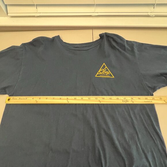 OBEY Propaganda Mens Blue Yellow Logo Graphic Printed Tee Size L Short Sleeve - Picture 8 of 12